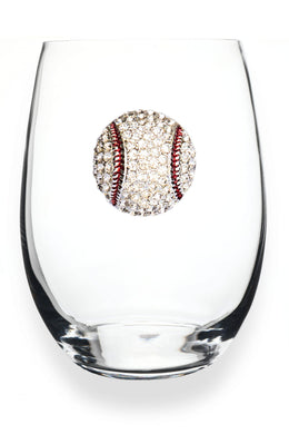 Baseball Jeweled Stemless Wine Glass