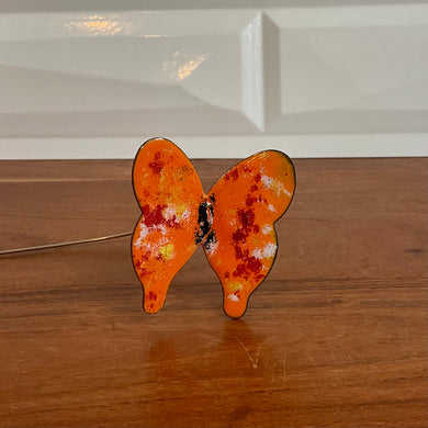 Orange Large Copper Enamel Butterfly