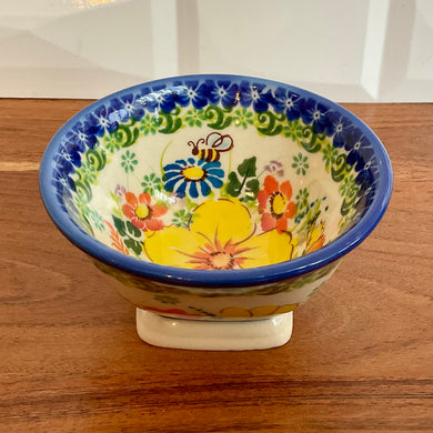 Kalich Yellow Flower with Bee Pedastal Bowl