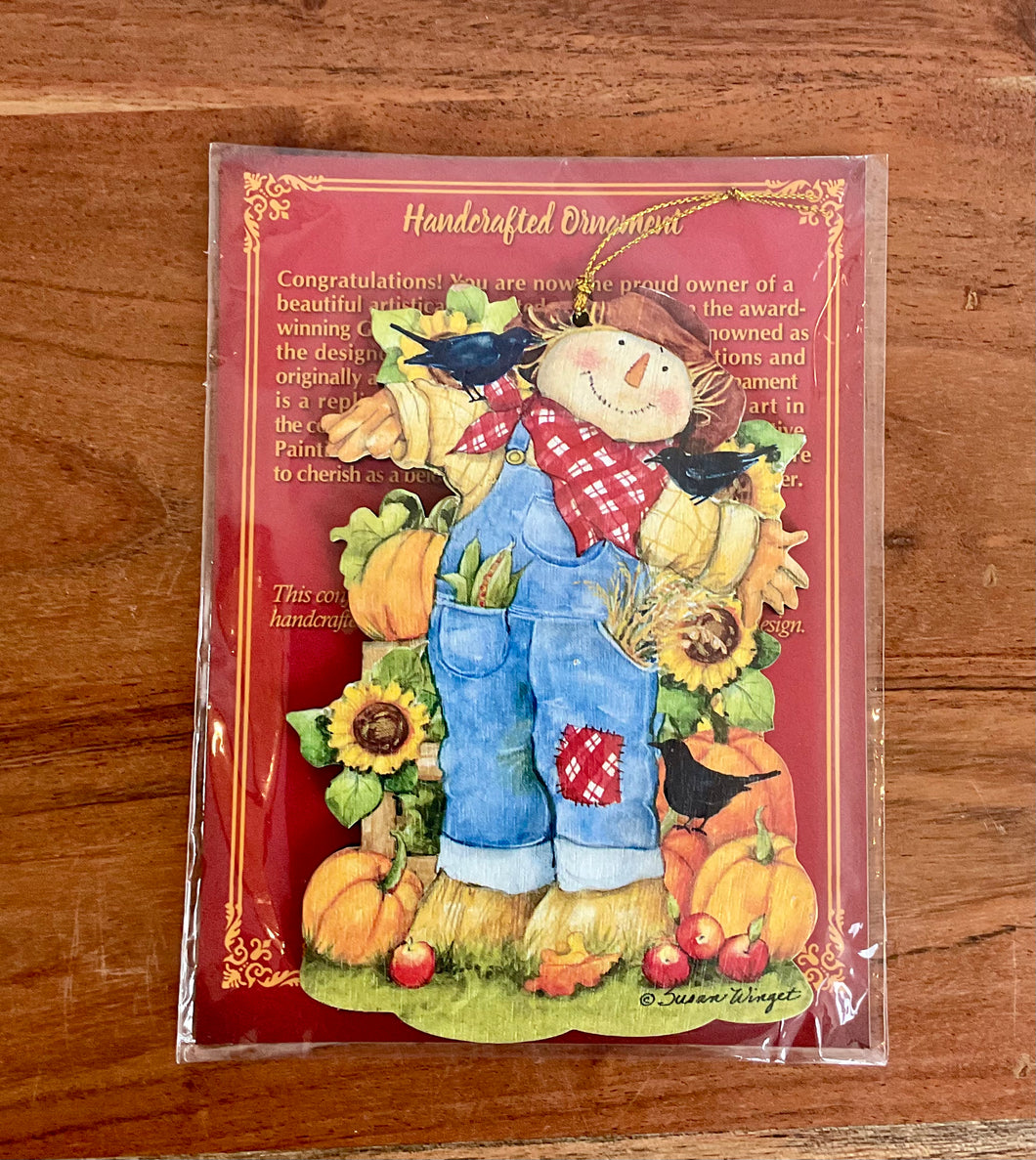 scarecrow with Birds Wood Ornament