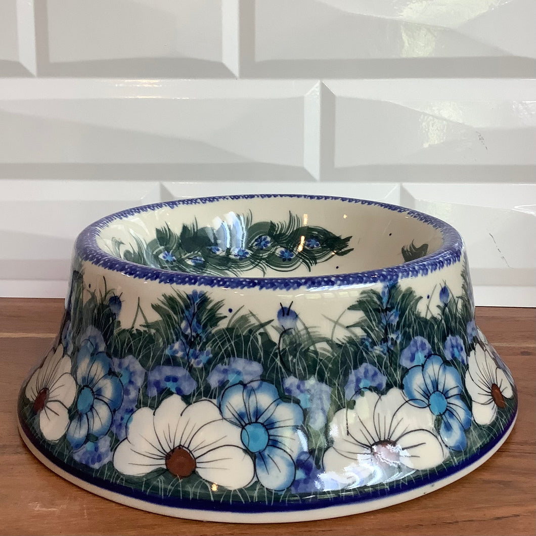 Kalich Blue and White Flower Large Dog Dish