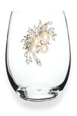 Pearl Bouquet Jeweled Stemless Wine Glass