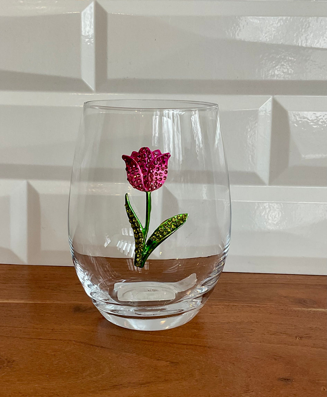 Tulip Jeweled Stemless Wine Glass