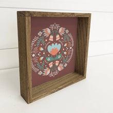 Easter Décor- Scandinavian Folk Flowers- Colorful Easter: 6x6" Mini Canvas Art with Wood Box Frame