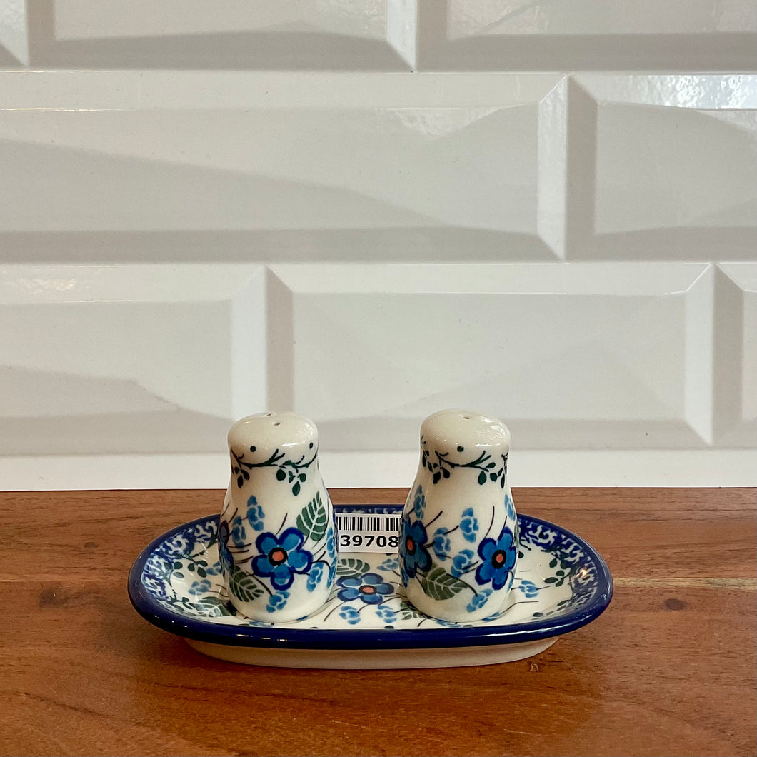 Blue Flower 5in Salt and Pepper Shaker Set