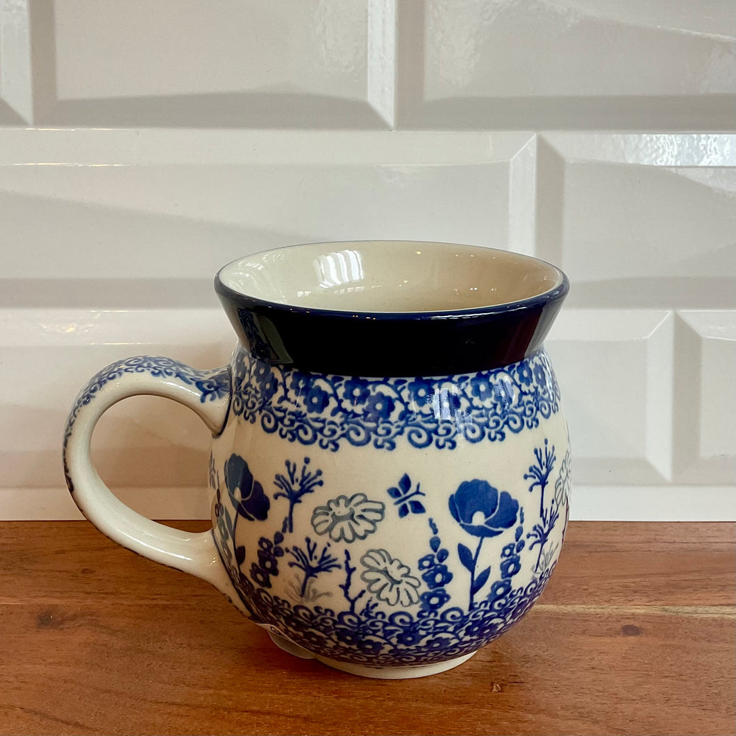 Blue Flower with Blue Butterfly 16oz Bubble Mug