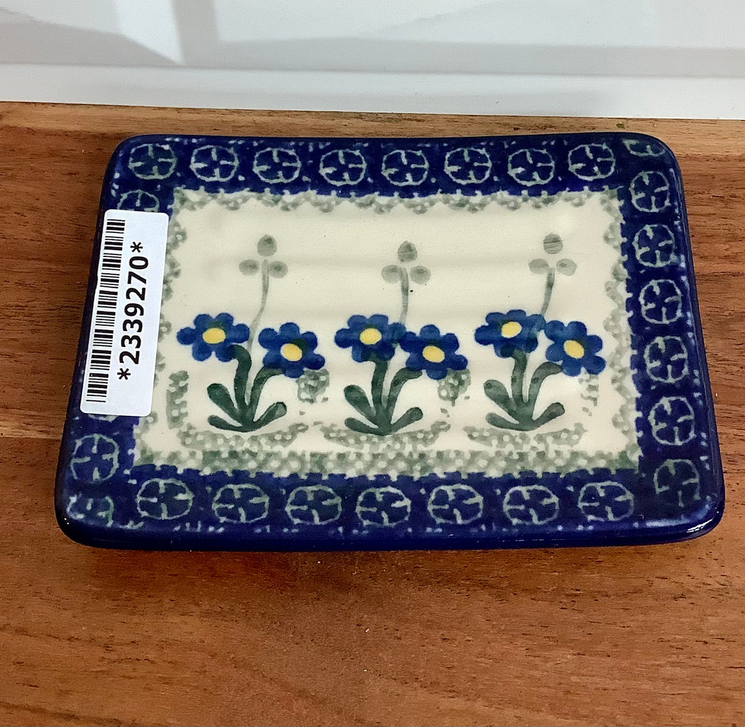 Blue Dancing Daises 5in Soap Dish