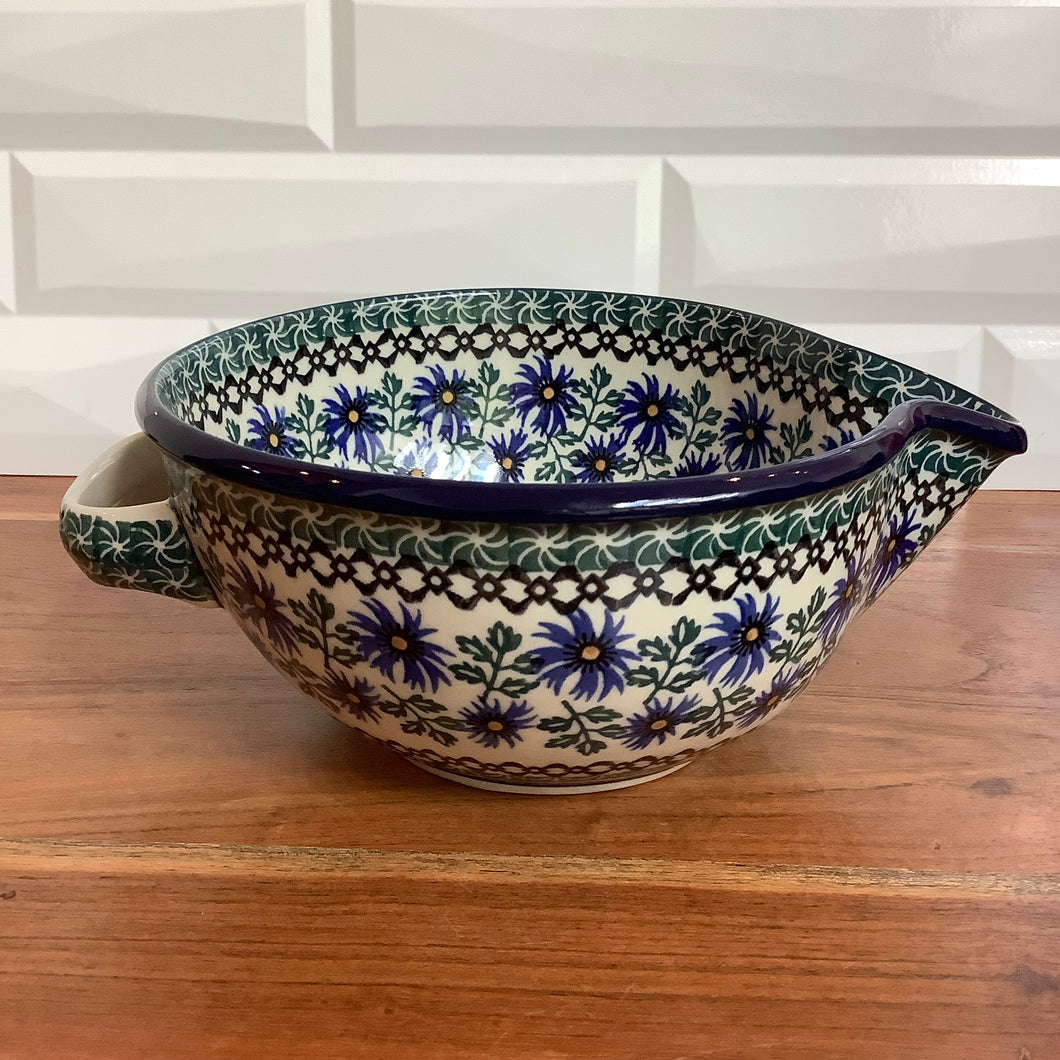 Blue Flowers and Leaves Batter Bowl