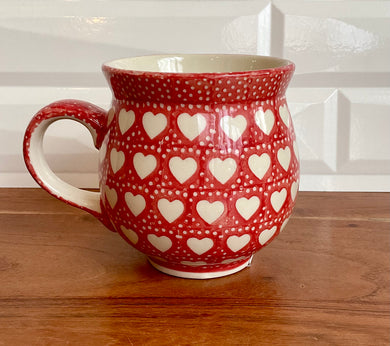 Red with White Heart 16oz Bubble Mug