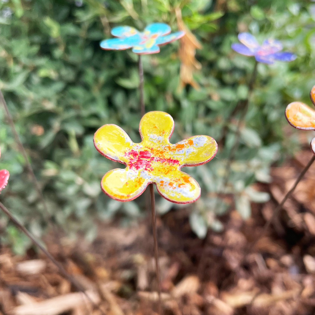 Yellow Small Copper Enamel Flower