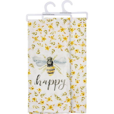 Floral Bee Happy Kitchen Towel