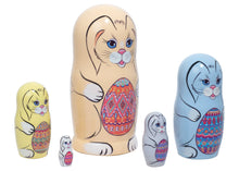 Easter Bunnies with Eggs Nesting Doll 5pc./5"
