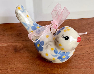 Kalich Blue and White Dasy Bird Ornament