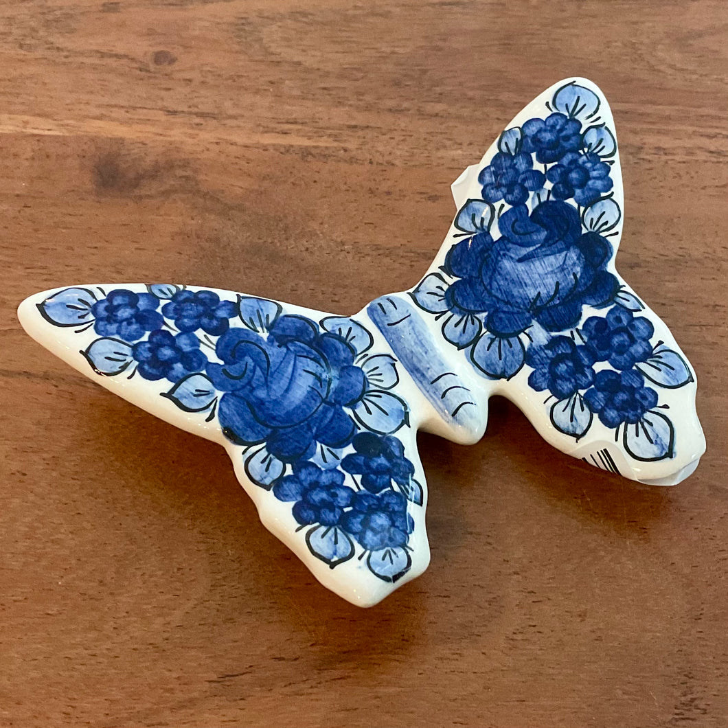 Blue Floral 4in Butterfly Figurine