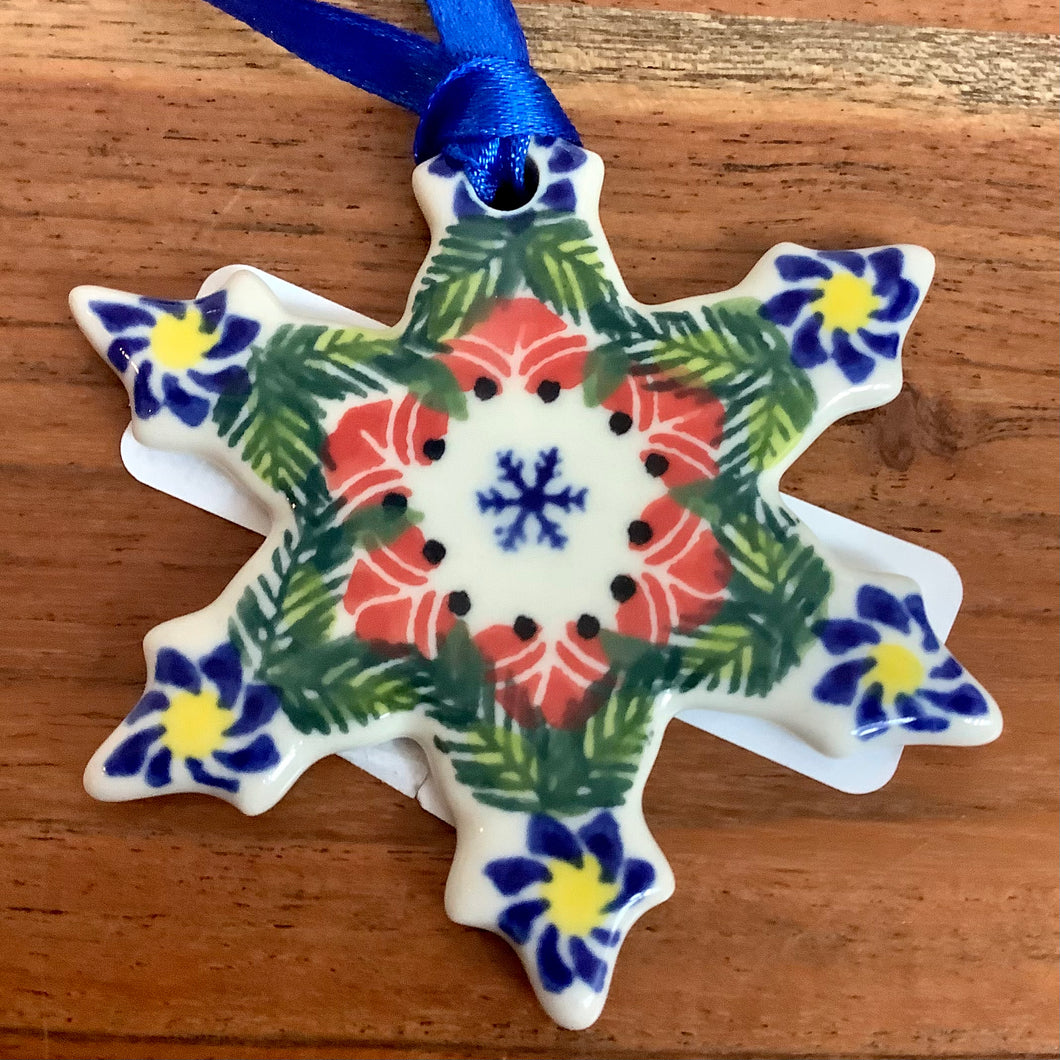 Kalich Red and Blue Snowflake Ornament