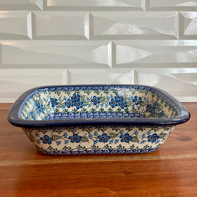 Blue Flower and Fern Medium Rectangular Baker