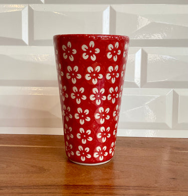 Tall Red Blossom Tumbler