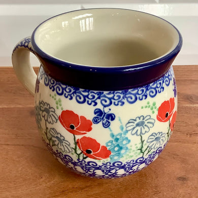 Red flower with white daisies 12oz bubble mug