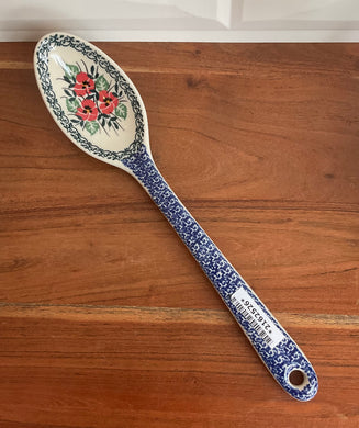 Red Flower with Greenery Serving Spoon