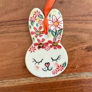 Crimson Garden Bunny Ornament