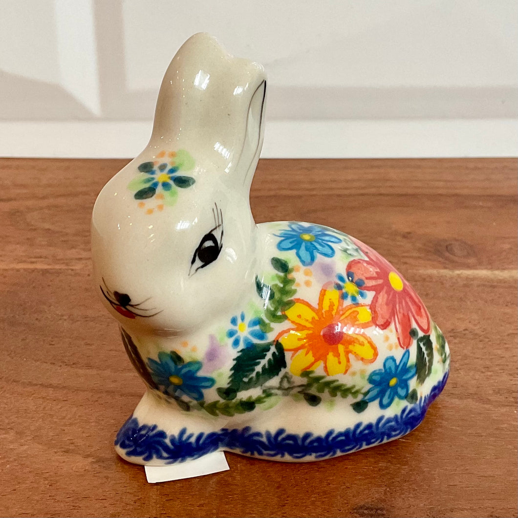 Kalich Red and Yellow Flower Bunny Figurine