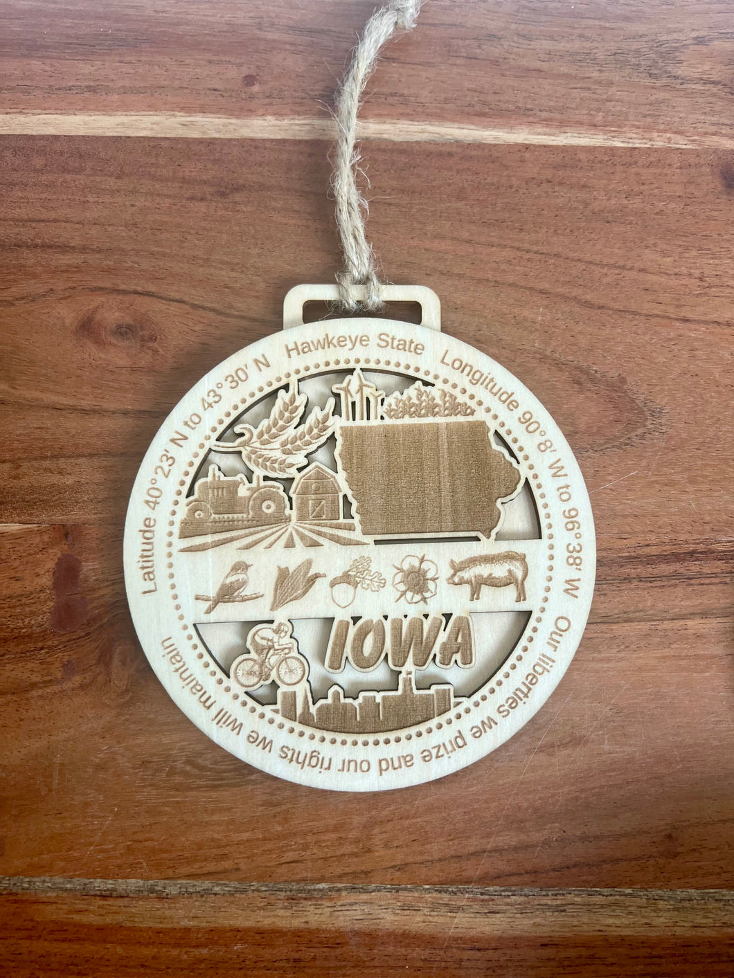 Iowa Wooden Ornament