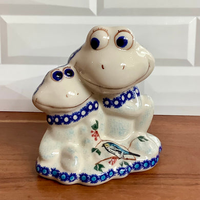 Birds and Berries Double Frog Figurine