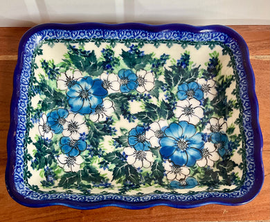 Klaich Blue and White Flower Rectangular Baker