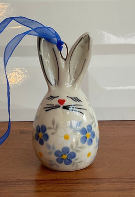 Kalich White and Blue Daisy Bunny Ornament
