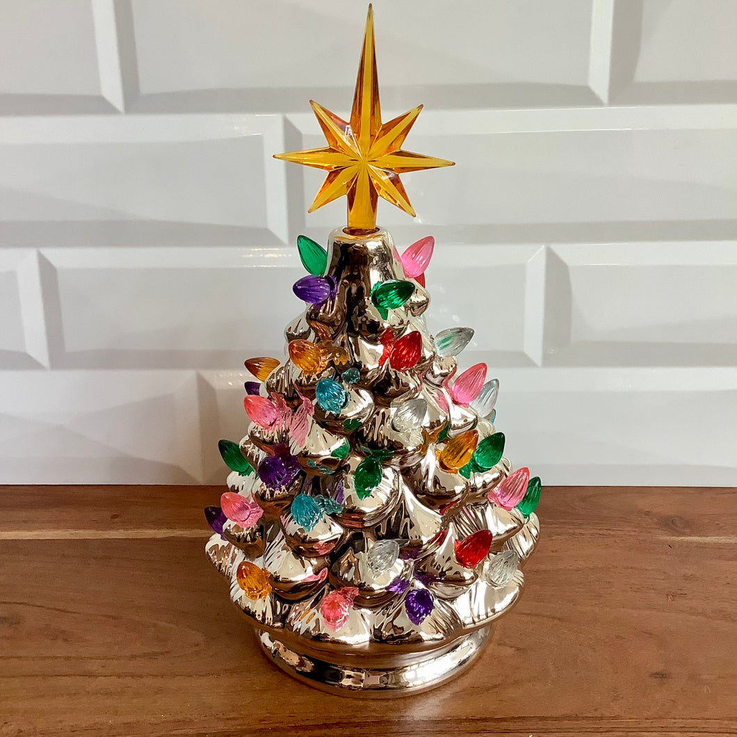 Multi Assort Color Ceramic Christmas Tree – 9 Inch