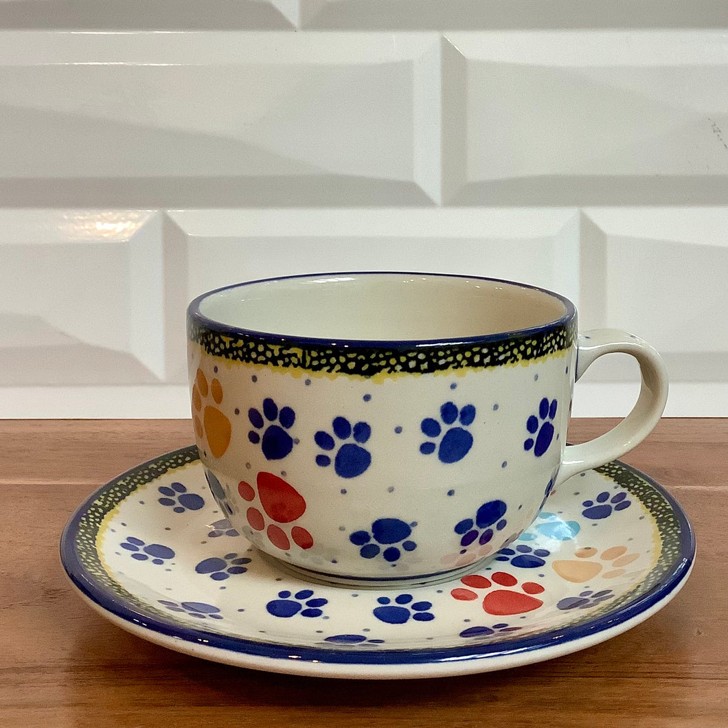 Colorful Paw Cup and Saucer