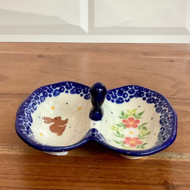 Kalich Brown Bunny and Pink Flower Double Dish