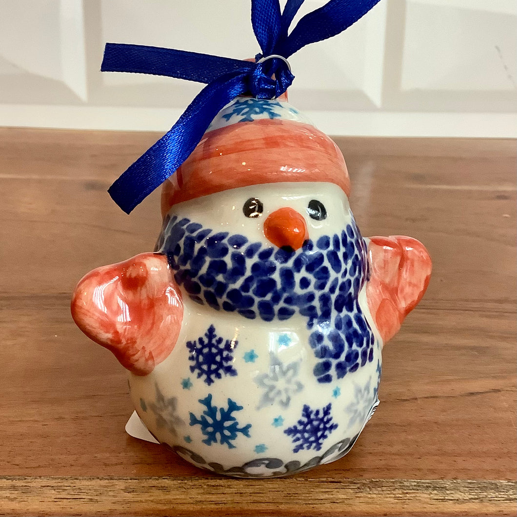 Kalich Blue and Grey Snowflake Snowman Ornament Kalich