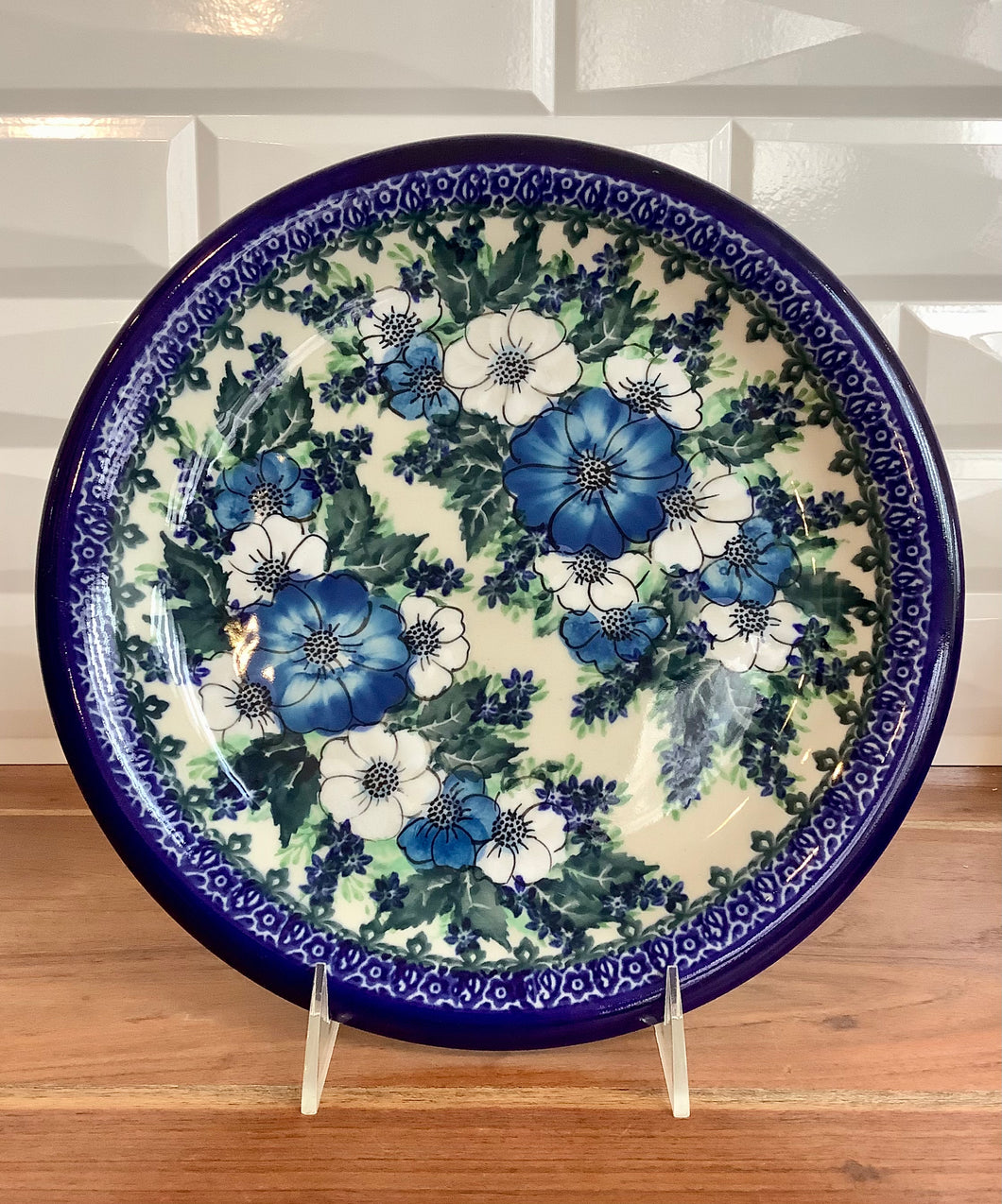 Kalich Blue and White Flower 10in Dinner Plate
