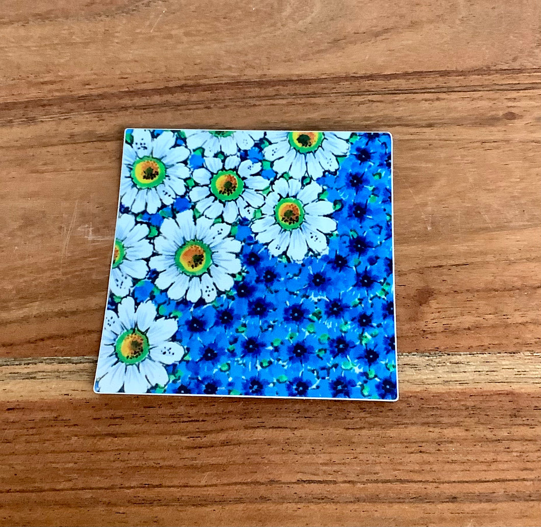 Blue & White Flower Sticker