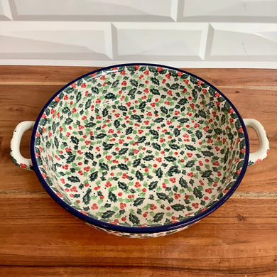 Unikat Holly Berry Round Baker with Handles
