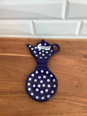 Blue Dots Teabag Holder/Coaster combo