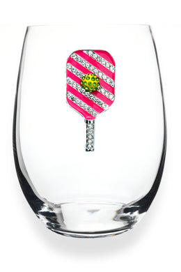 Pickleball Jeweled Stemless Wine Glass