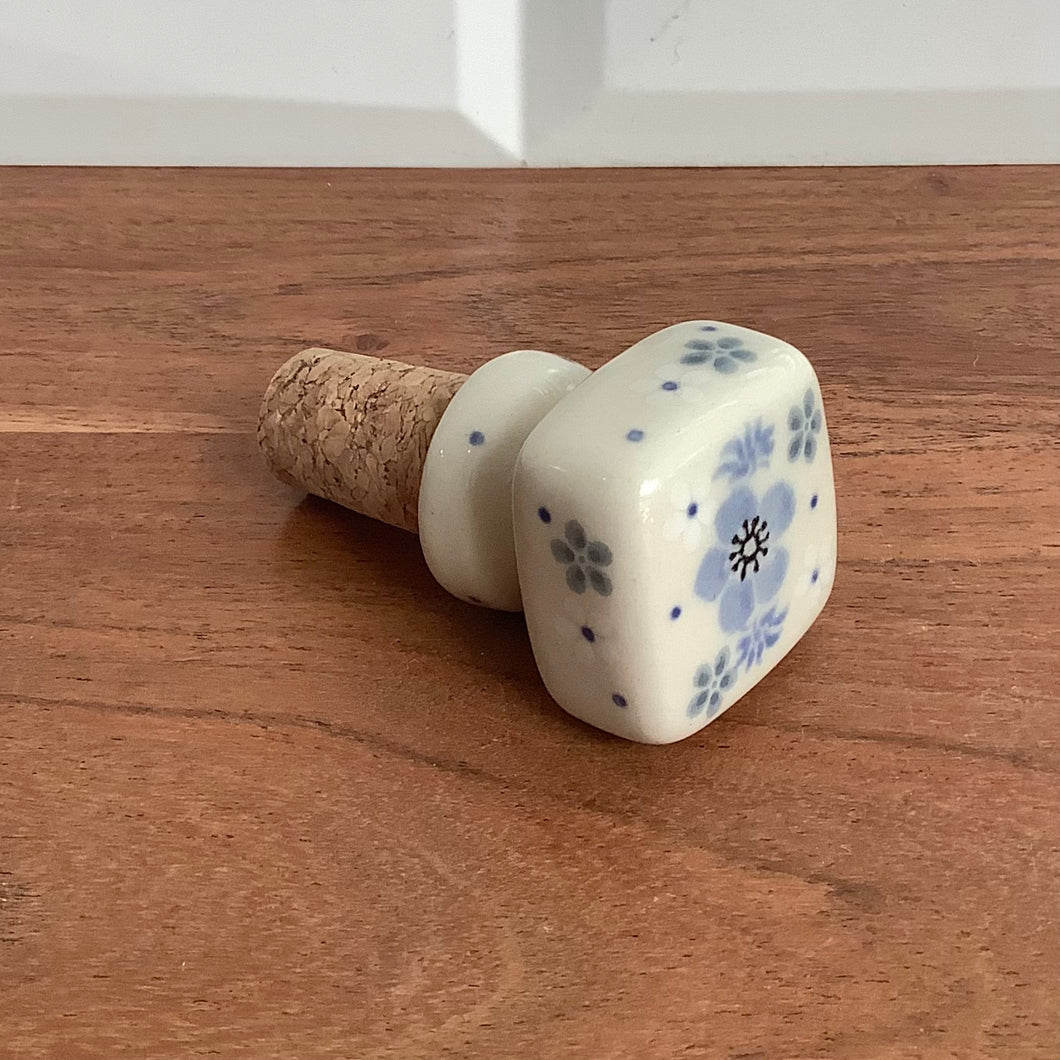 Blue grey and white Wine Stopper