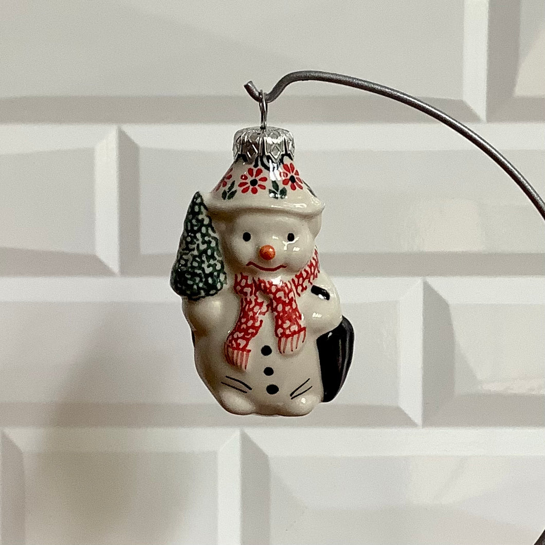 Snowman Small Red Flower Ornament