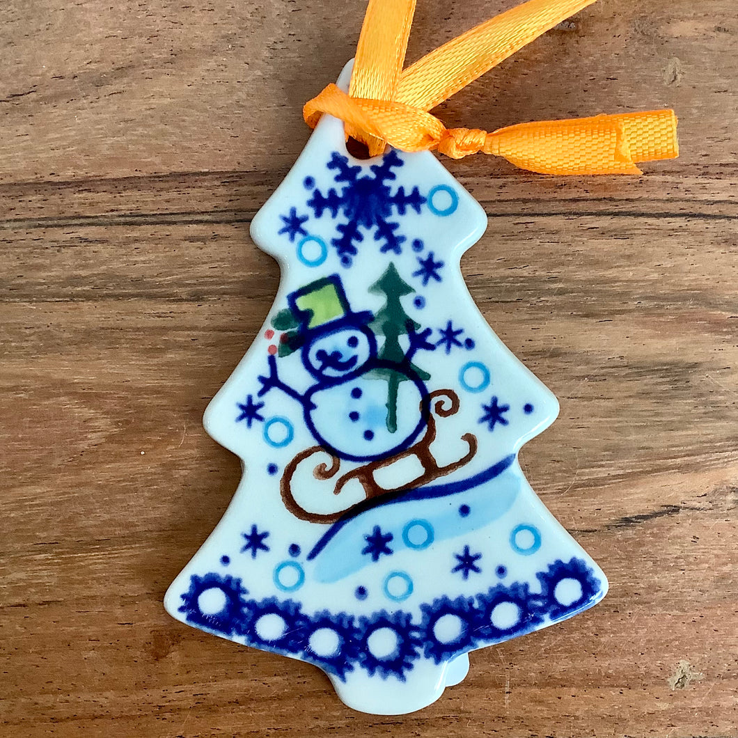Christmas Tree Pendent Snowman on sleight dot rim