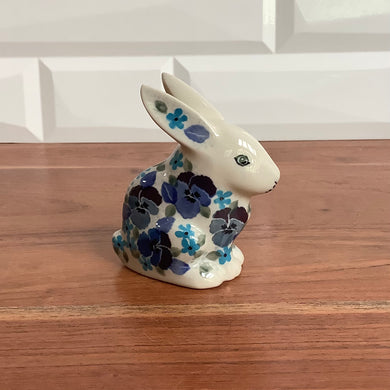 Unikat Purple Pansy Rabbit Figurine