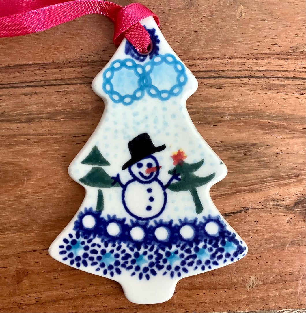 Christmas Tree Pendent Snowman and tree dot rim