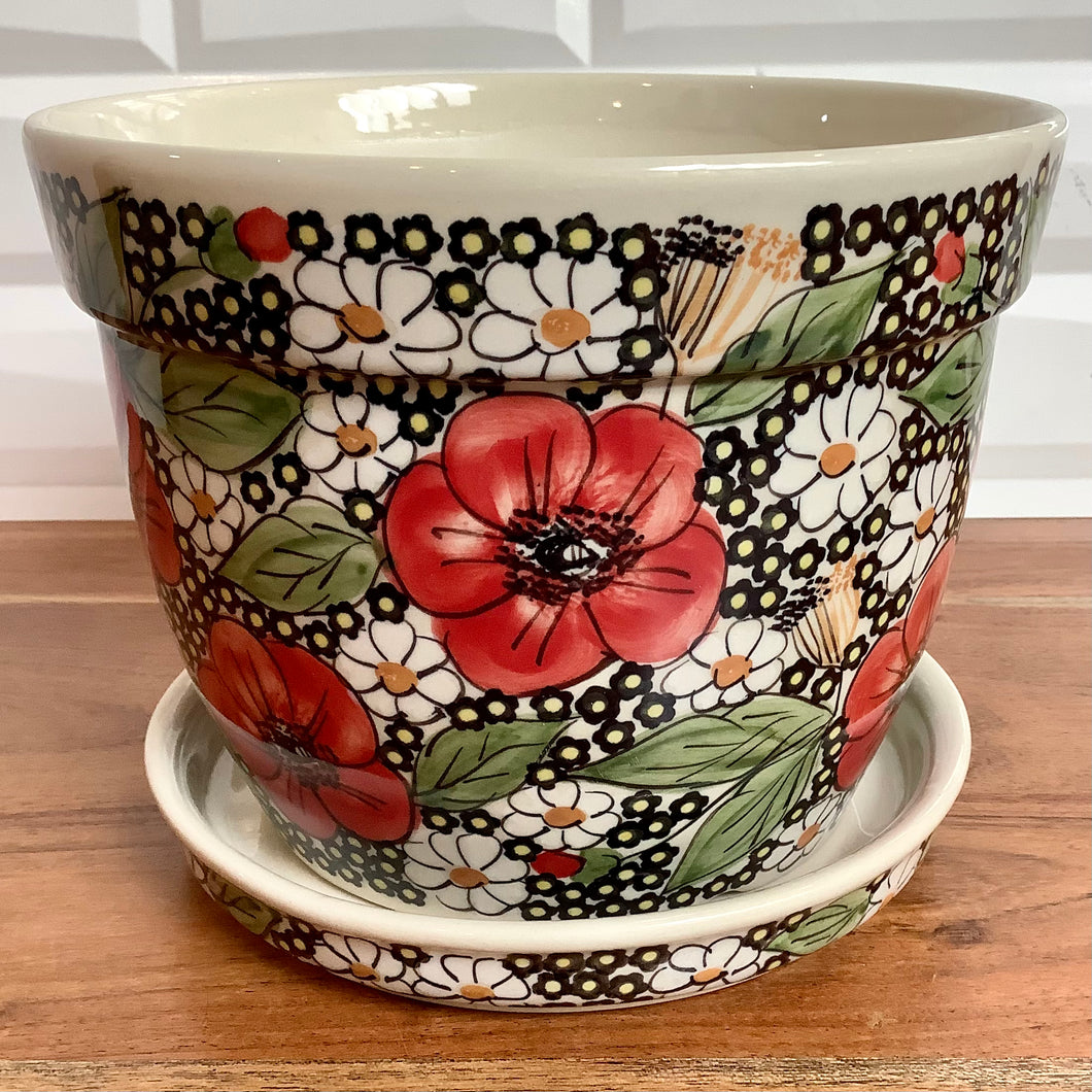 Signature Black and Red XL Flower Pot