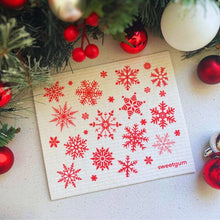 Red & White Snowflakes Dishcloth (Christmas & Winter Decor)