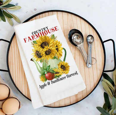 Autumn Fall Farmhouse Sunflowers Flour Sack Tea Towel