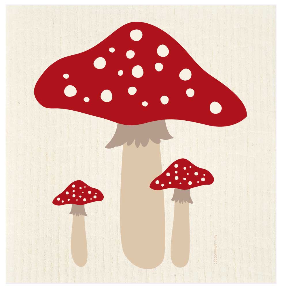 Red Mushroom Swedish Dishcloth
