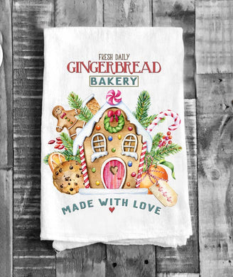 Gingerbread House Bakery Christmas Cotton Tea Towels Kitchen