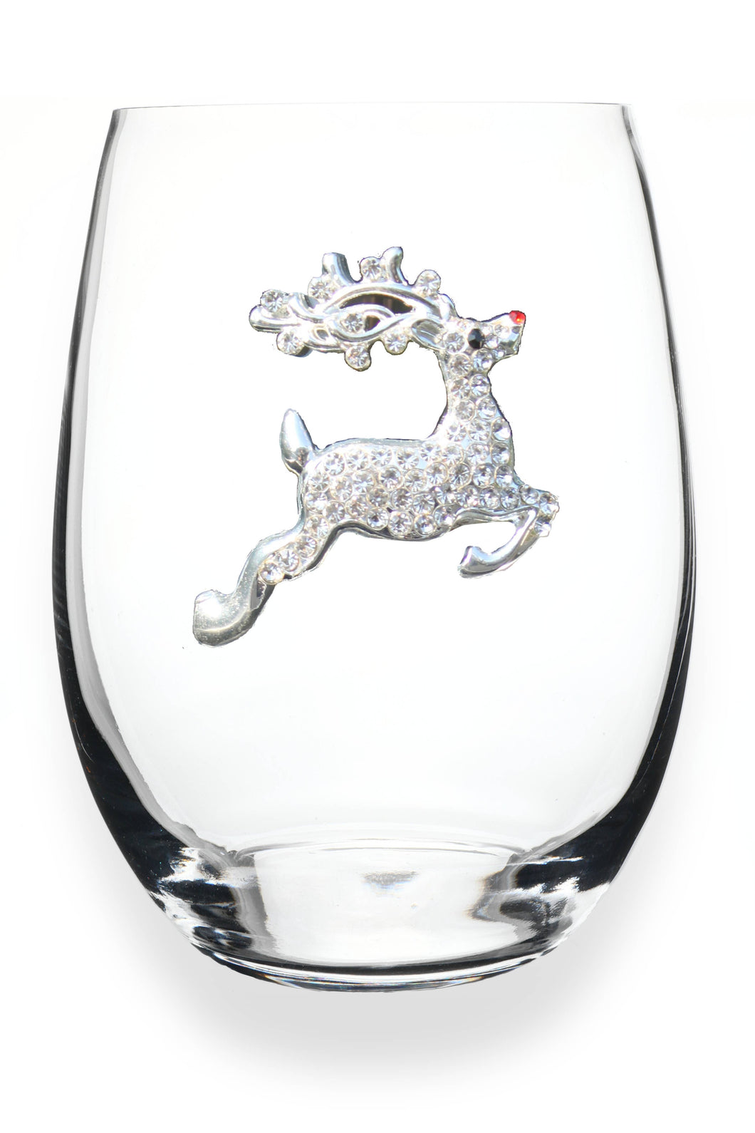 Reindeer Jeweled Stemless Wine Glass