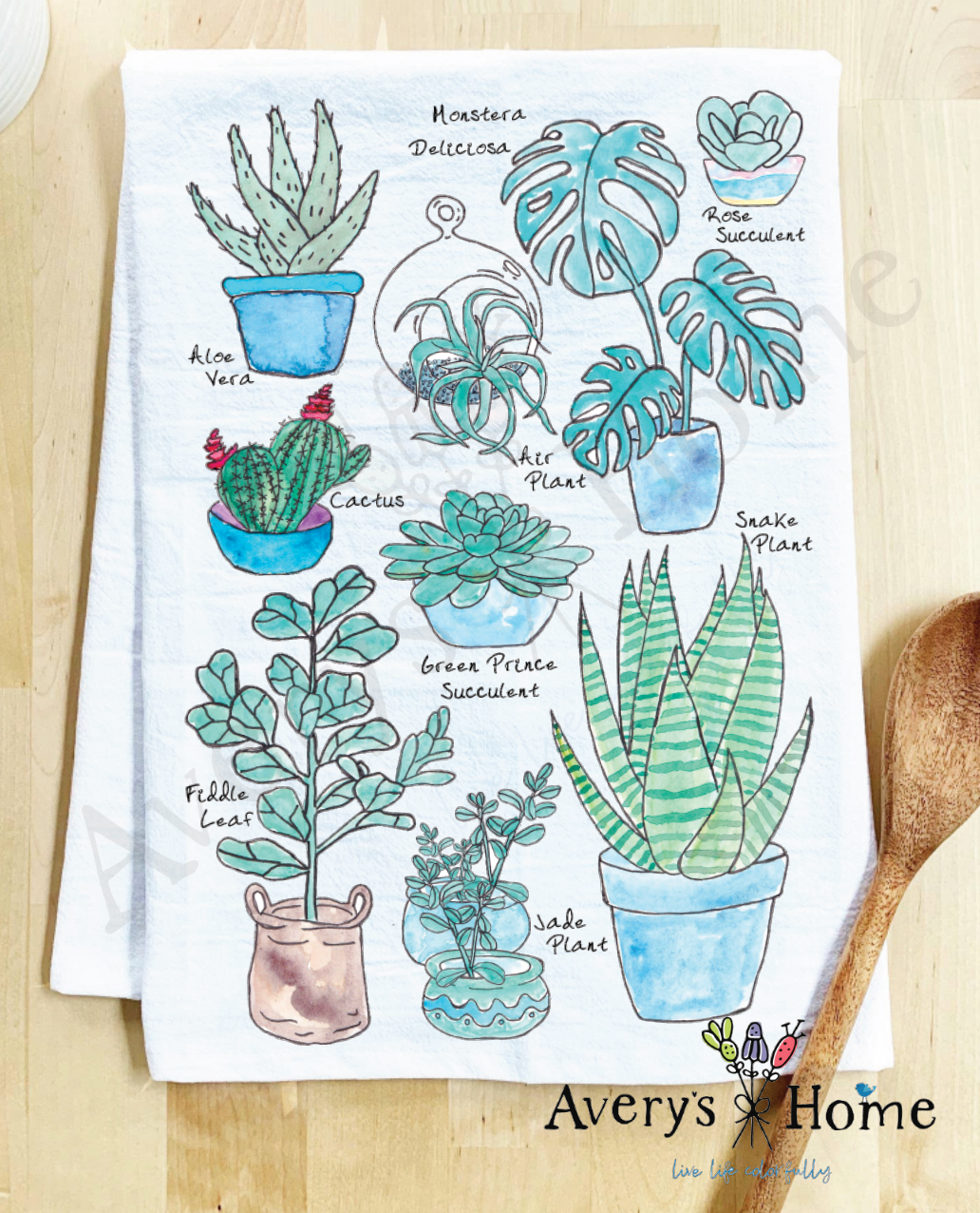 Popular Succulents & Plants Gardener Gift Kitchen Dish Towel
